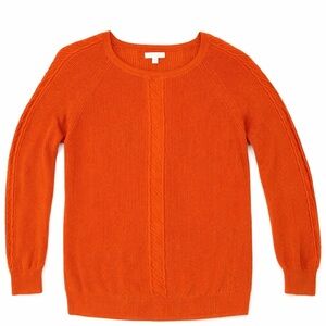 Lauren Conrad Orange Rib Knit Cable Detail Sweater Cozy Classic Fit Size Medium